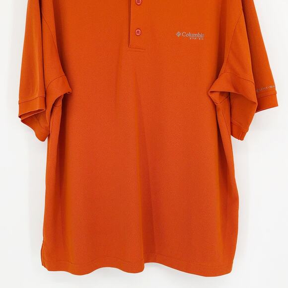 Columbia Mens Polo Shirt Large Orange Performance Fishing Gear Short Sleeve PFG - Picture 3 of 8